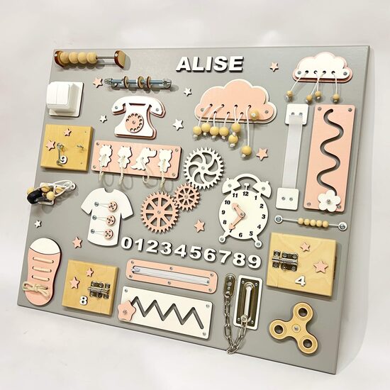 Liels aktivitāšu dēlis- rozā/balts 5- 60x70 cm