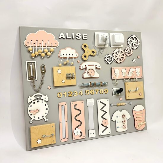 Liels aktivitāšu dēlis- rozā/balts 4- 60x70 cm