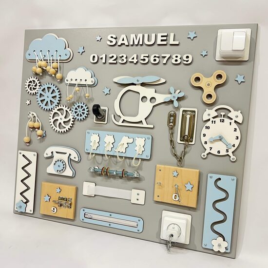 Liels aktivitāšu dēlis- ZILS/balts 1- 60x70 cm